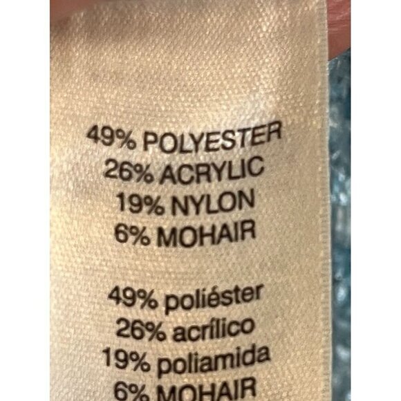 Chicos Sweater Women L Blue Cowl Neck Pullover Knit Sequin Tunic Festive Neutral - Picture 8 of 12